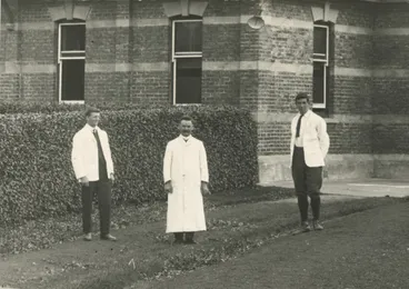 Image: Wallaceville Research Centre staff, 1914; Fred Smith, John Kerrigan (District Superintendent), C S M Hopkirk.