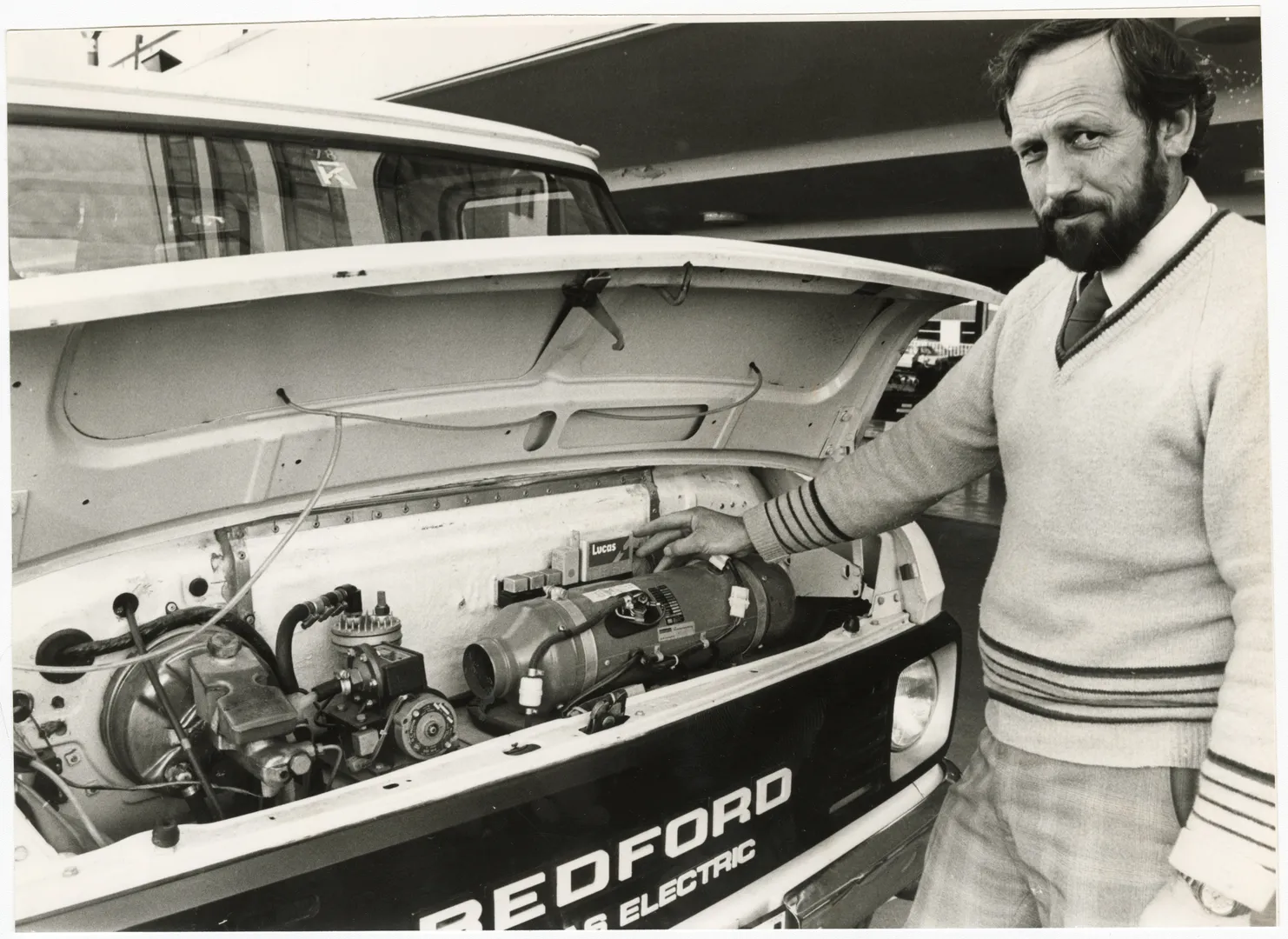 Geoff Stone with Bedford Lucas electric van