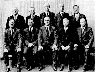 Image: i •!•■..■ ■ ' , "Evening Post" Studio Pnoto. NEW ZEALAND RUGBY,UNION'S MANAGEMENT COMMITTEE, 1931.—Standing (left to right): Messrs. F.-Glasgow, E.-S. Hyhon, T..A. Fletcher, J.G.Roache, and Kingi Tahiwi (Maori Advisory Board's representative). Sitting:. Messrs. H.S.Leilh, A. C.Kitto,S. : '• .','.. S. Dean (president and chairman), A. E. Neilson (secretary), and W. J.Wallace. (Evening Post, 01 June 1931)