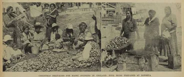 Image: Christmas delicacies for Māori soldiers in England: pipis being prepared at Rotorua