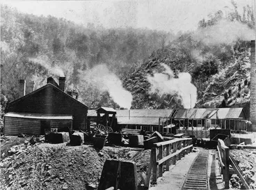 Image: Blackball Coal Mining company's enginehouse and workshops, Grey Valley