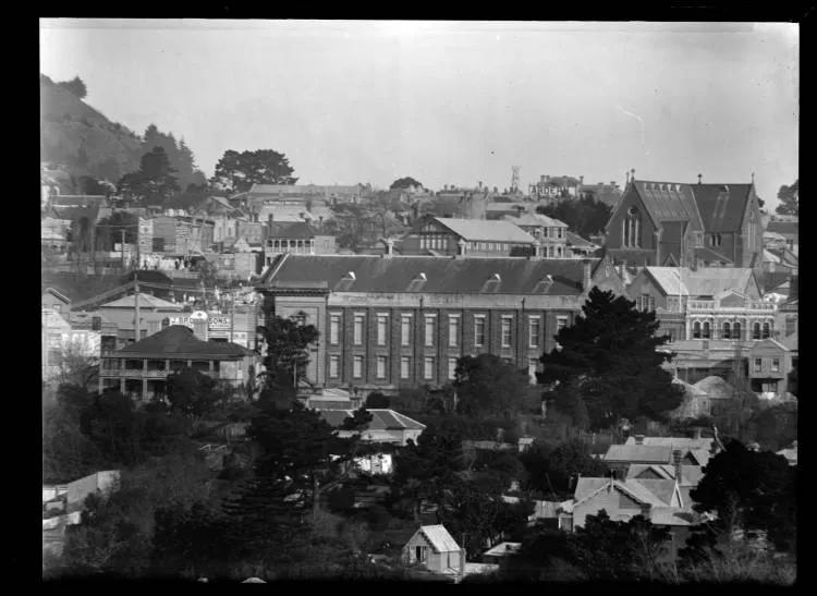 The Baptist Tabernacle and St Benedicts Church, Auckland Central, 1906