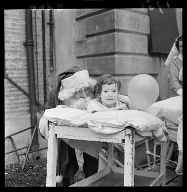 Image: Children in hospital being visited by Santa Claus