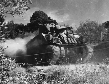 Image: New Zealand tank during the advance towards Florence, Italy