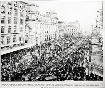 Image: Parade in Auckland on Friday last, February 4, of 1500 trained troops