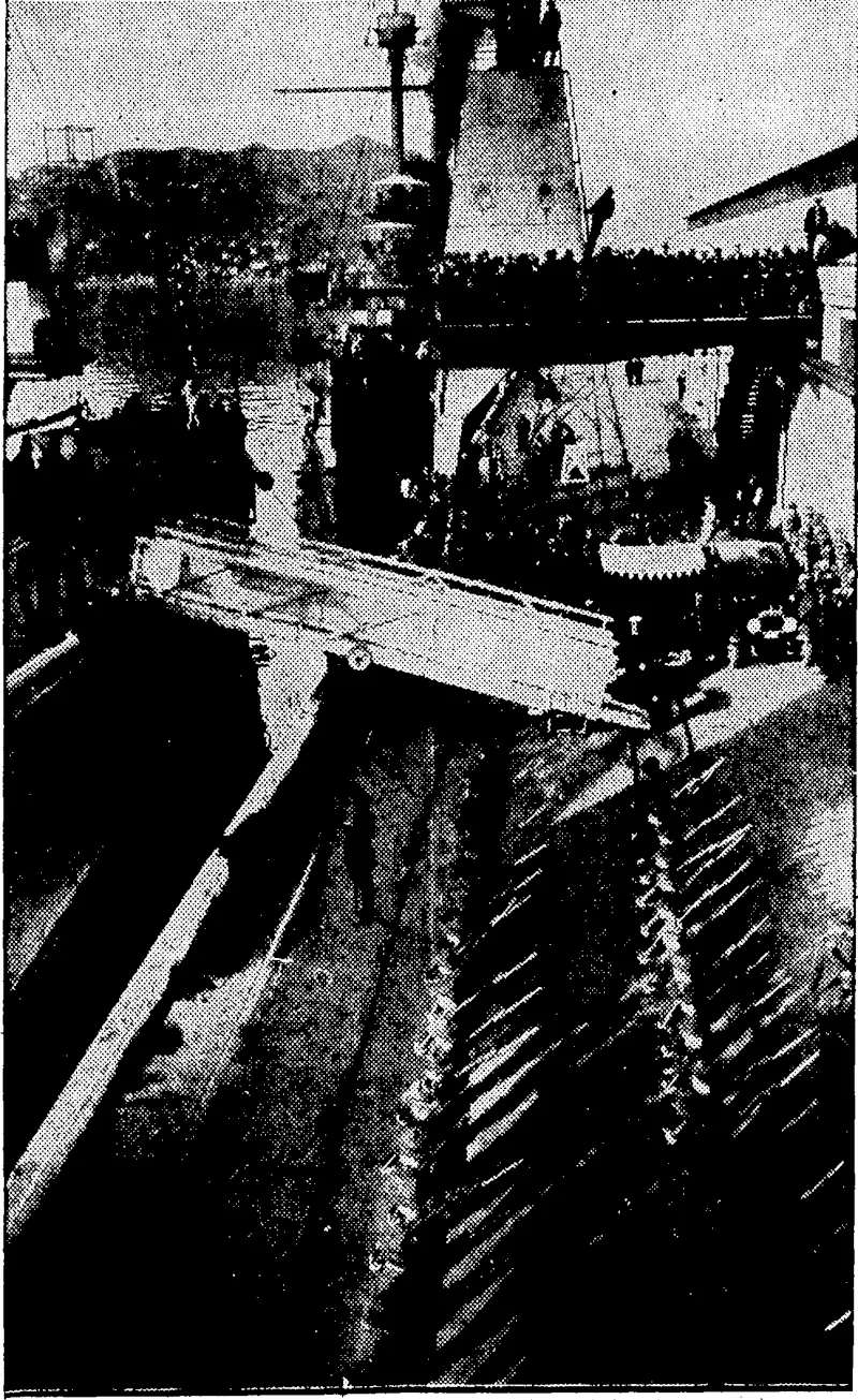 Post" Photo. The Guard of < Honour composed of members of the Corps of Engineers lined up on the wharf Just, prior to the official landing of Vlce-Admifal . Seizo ■ Kobayashi, from the Japanese flagship Idzumo. ■ ■ ■ . ' * "Post".rhoto, The Japanese flagship Idzump moored at Pijiitea Wharf, with the Yakumo <on (eft),, where they will remain during the visit to WelUhßton. (Evening Post, 25 July 1928)