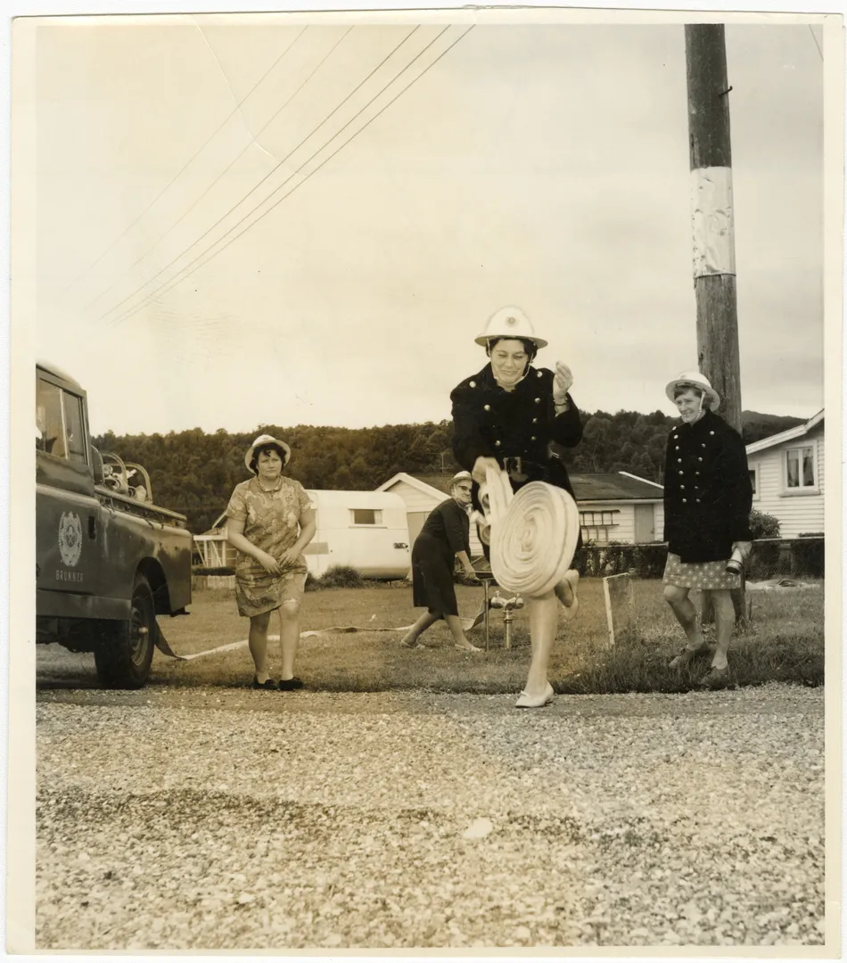 Rolling out a fire hose at Brunner