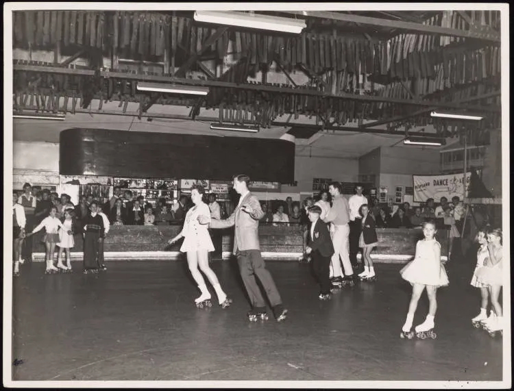 Roller skating rink, Auckland, 1959