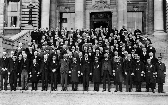 Members of the House of Representatives, and men from a visiting Japanese fleet