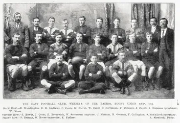 Image: The East Football Club winners of the Paeroa Rugby Union cup, 1902