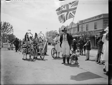 Image: Group including "John Bull" in fancy dress during the Armistice Day celebrations in Levin