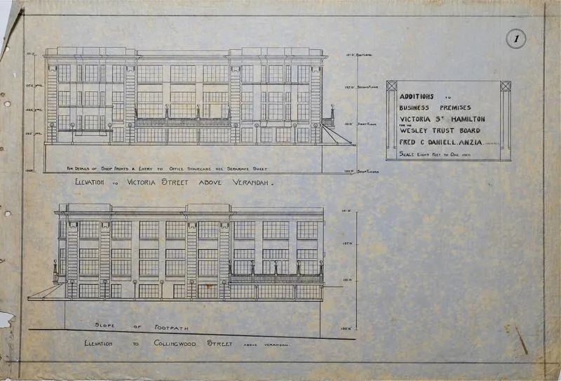 Architectural plans – Proposed Additions to the Wesley Chambers, Victoria St, Hamilton