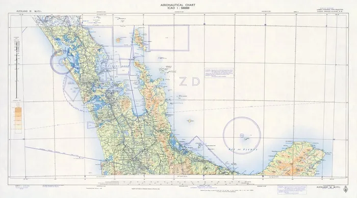 Aeronautical chart ICAO 1:500000. Auckland SE 38/173¹/₂