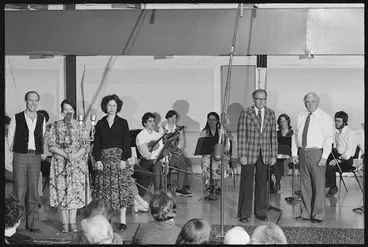 Image: Douglas Lilburn, Ashley Heenan and members of Schola Musica