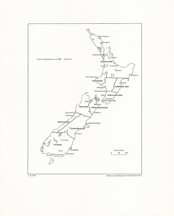 Provincial boundaries as at 1876 / drawn by the Department of Lands & Survey.