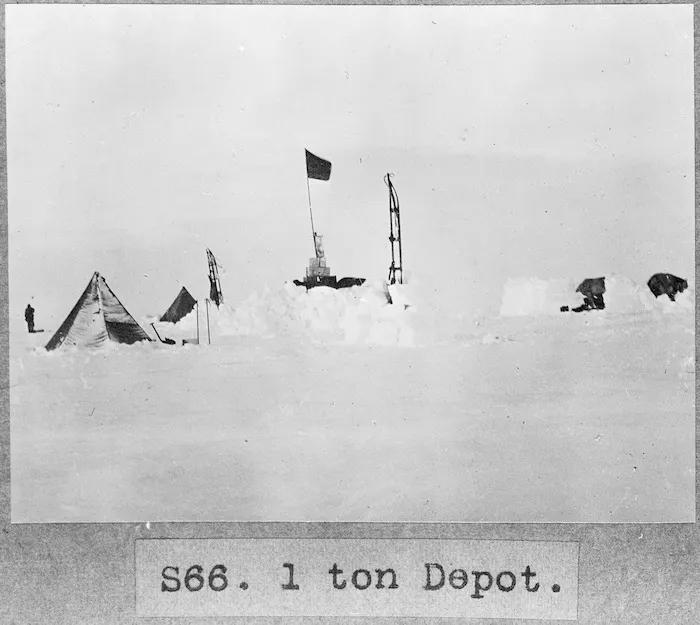 View of the camp at 1 Ton Depot, Antarctica - Photograph taken by Captain Robert Falcon Scott