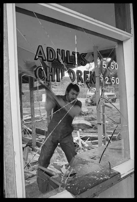 Old kiosk at Wellington Zoo, New Zealand, being demolished - Photograph taken by Jon Hargest
