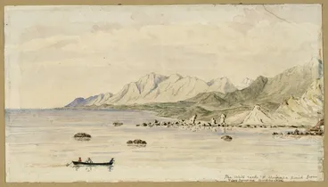 Image: [Weld, Frederick Aloysius] 1823-1891 :"The white rocks" & Waipapa point from Flaxbourne anchorage [ca 1847]
