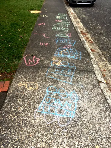 Image: Pavement hopscotch lockdown image (with calendar months), Pinehaven