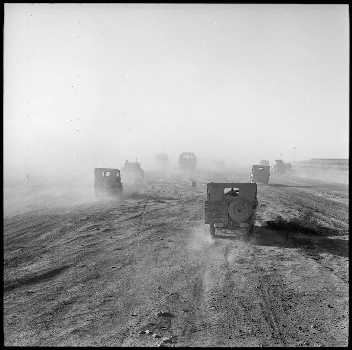 NZ convoy in pursuit of Axis forces, Egypt - Photograph taken by H Paton