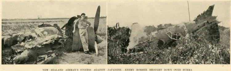 New Zealand airman's success against Japanese: enemy bomber brought down over Burma