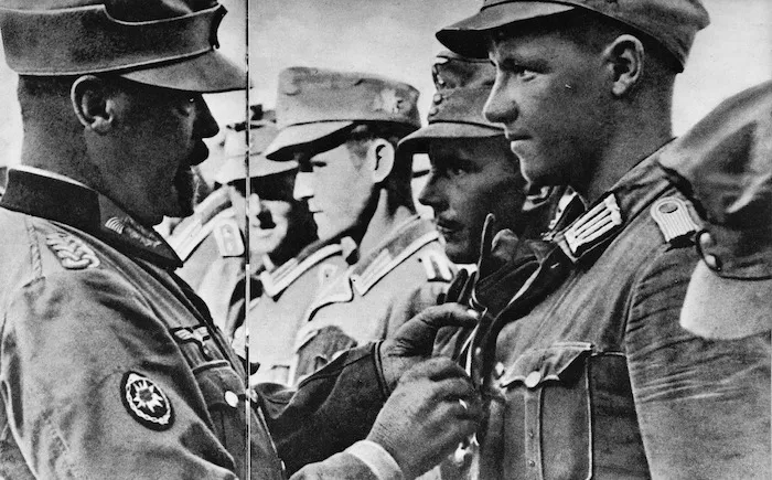 General Ringel decorating World War 2 mountain troops, Crete