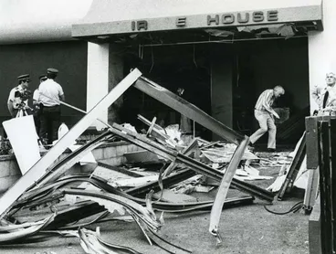 Bomb damage to the Wanganui Computer Centre, 1982 Image: Bomb damage to the Wanganui Computer Centre, 1982