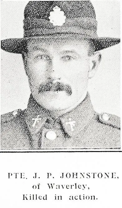 Pte. J. P. Johnstone, of Waverley, killed in action
