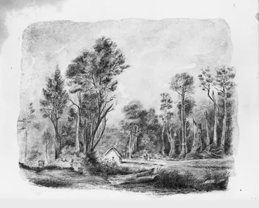 Image: [King, Martha] 1803?-1897 :Stratford's cottage, Hutt Road 1847