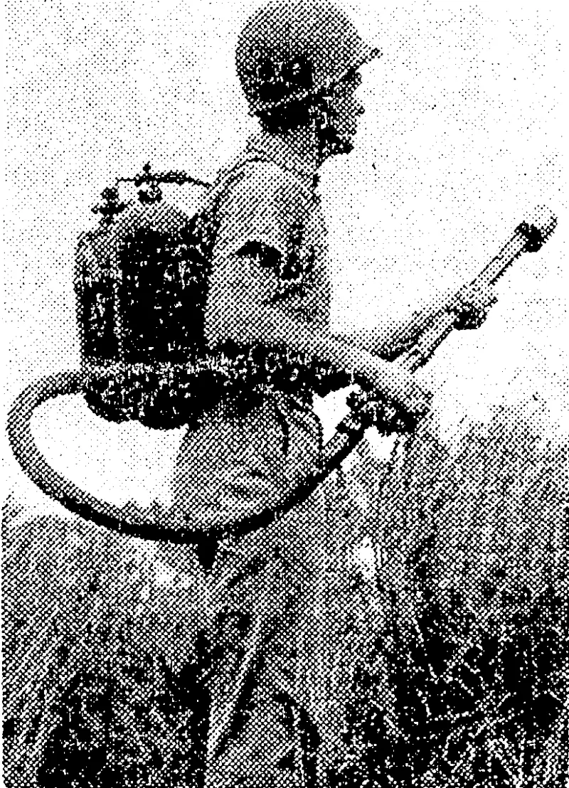 A Japanese flame-throwing apparatus captured at Milne Bay. (Evening Post, 03 October 1942)