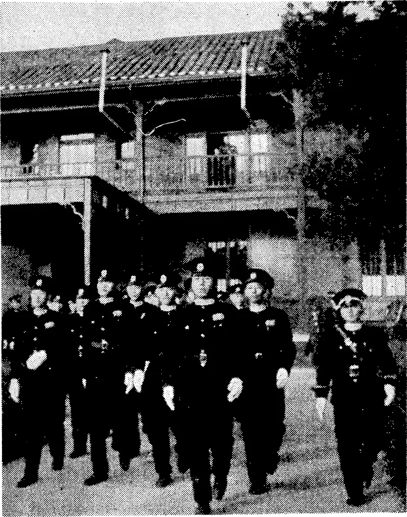Chinese policemen marching to the parade ground from the training school in Nanking, formed by the Japanese regime for the purpose of maintaining peace and order in and around the city. (Evening Post, 01 May 1939)
