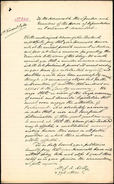 Image: Page from 1888 Womens Suffrage Petition