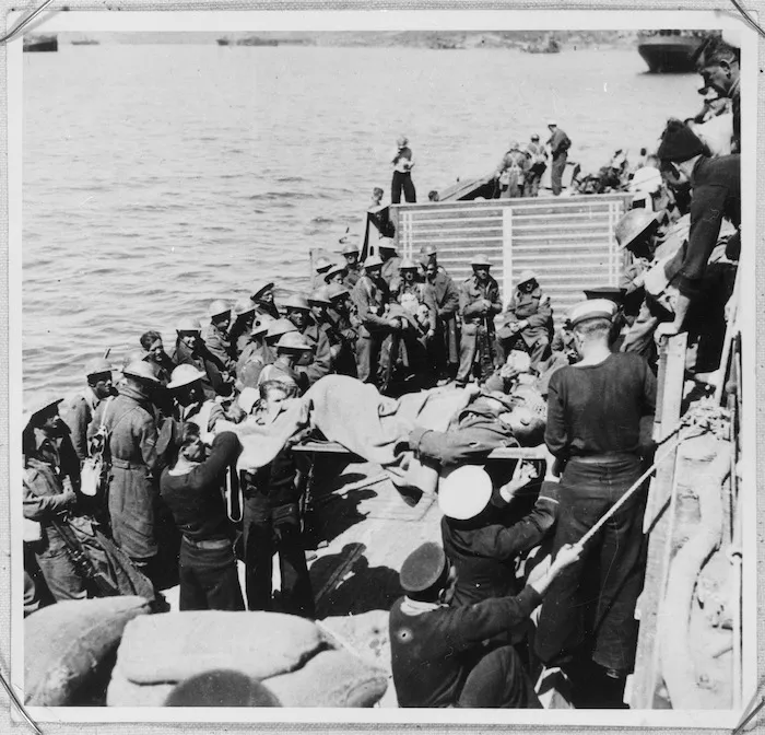 Evacuation of wounded soldiers from Crete during World War II - Photograph taken by C R Ambury