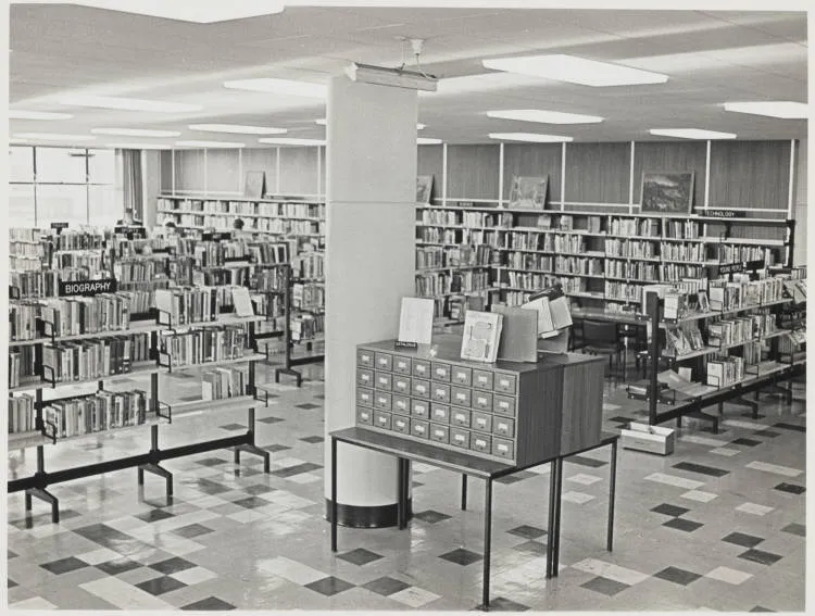 Mount Wellington Library issues desk, 1969
