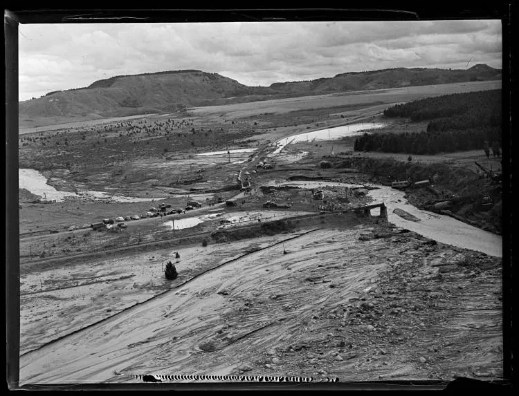 Aerial view of the Tangiwai Railway Disaster, 1953
