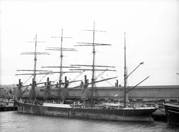 Image: The ship Pamir docked at Pipitea Wharf, Wellington Harbour, Wellington