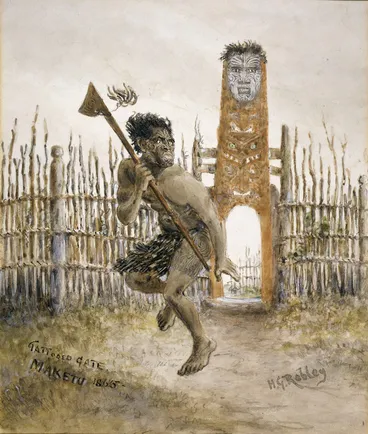 Image: Robley, Horatio Gordon, 1840-1930 :Tattooed gate, Maketu