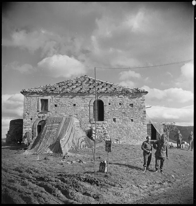 Building housing the NZ Divisional Artillery HQ for its first engagement on Italian battlefront, World War II - Photograph taken by George Kaye