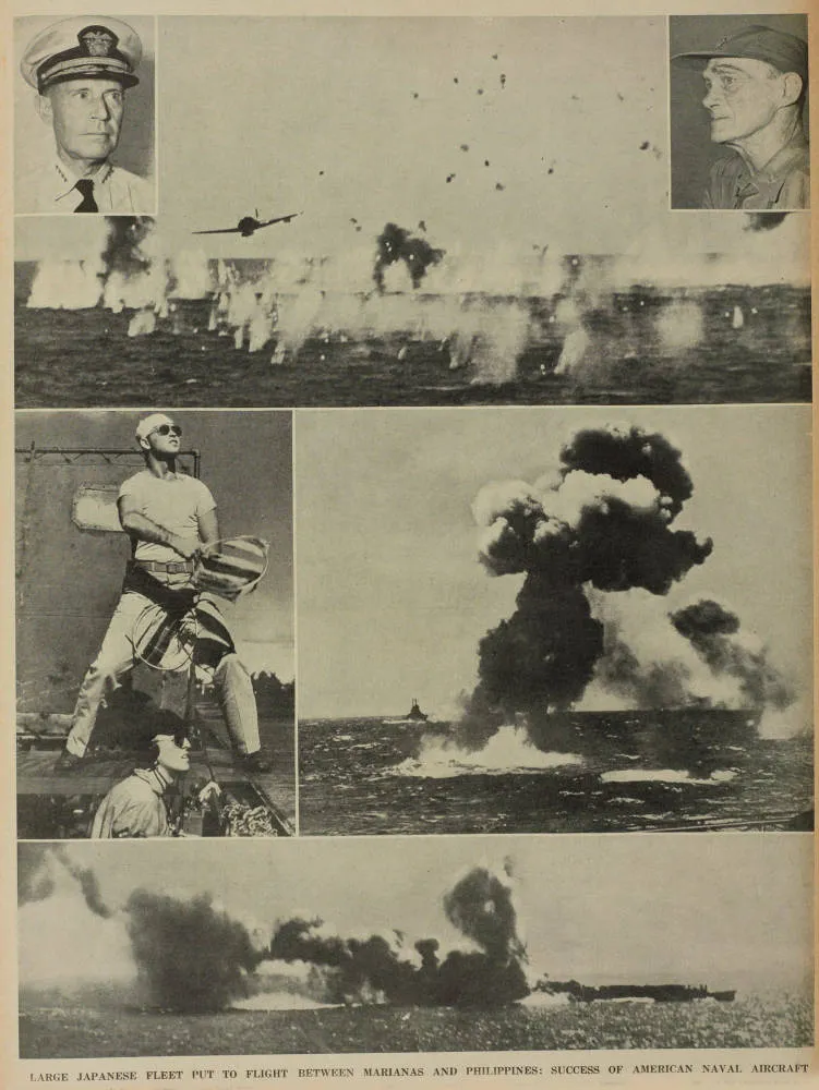 Large Japanese fleet put to flight between Marianas and Philippines: success of American naval aircraft