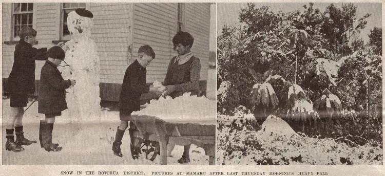 Snow in the Rotorua district: pictures at Mamaku after last Thursday morning's heavy fall