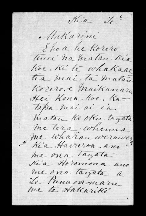 Undated letter from Haereroa, Horomona Pohio, Rawiri Mamaru, Matiaha to McLean