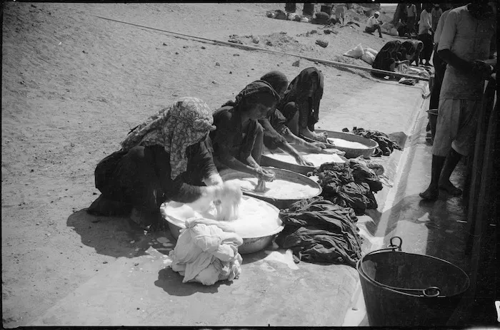 Local women working at Maadi Camp laundry, Egypt