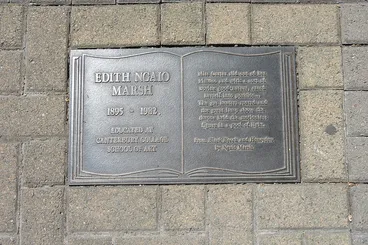 Image: Ngaio Marsh plaque - Christchurch Writers Trail