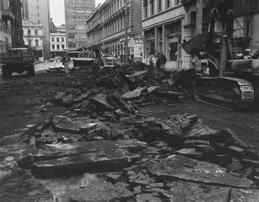 Image: [NZ AK - Fort Street. Street Blocks Torn Up]