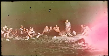 Image: Campfire on the beach at Pararaha, Waitākere Ranges