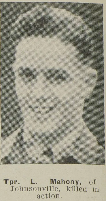 Image: Tpr. L. Mahony, of Johnsonville, killed in action