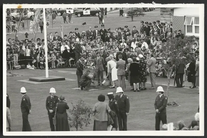Princess Diana at tree-planting ceremony, Queen Street, Wainuiomata