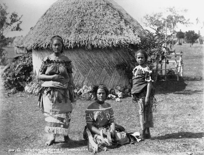 Burton Brothers 1868-1898 :Photograph of three unidentified women in Nuku'alofa
