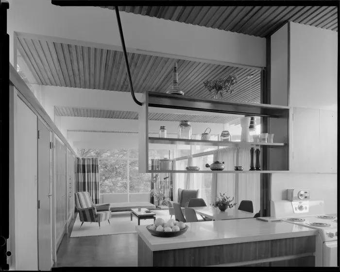 Kitchen and dining room interiors, Winkler house, Wellington