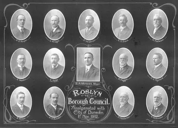 Image: Roslyn Borough Council portrait at time of amalgamation with Dunedin City Council, 1912